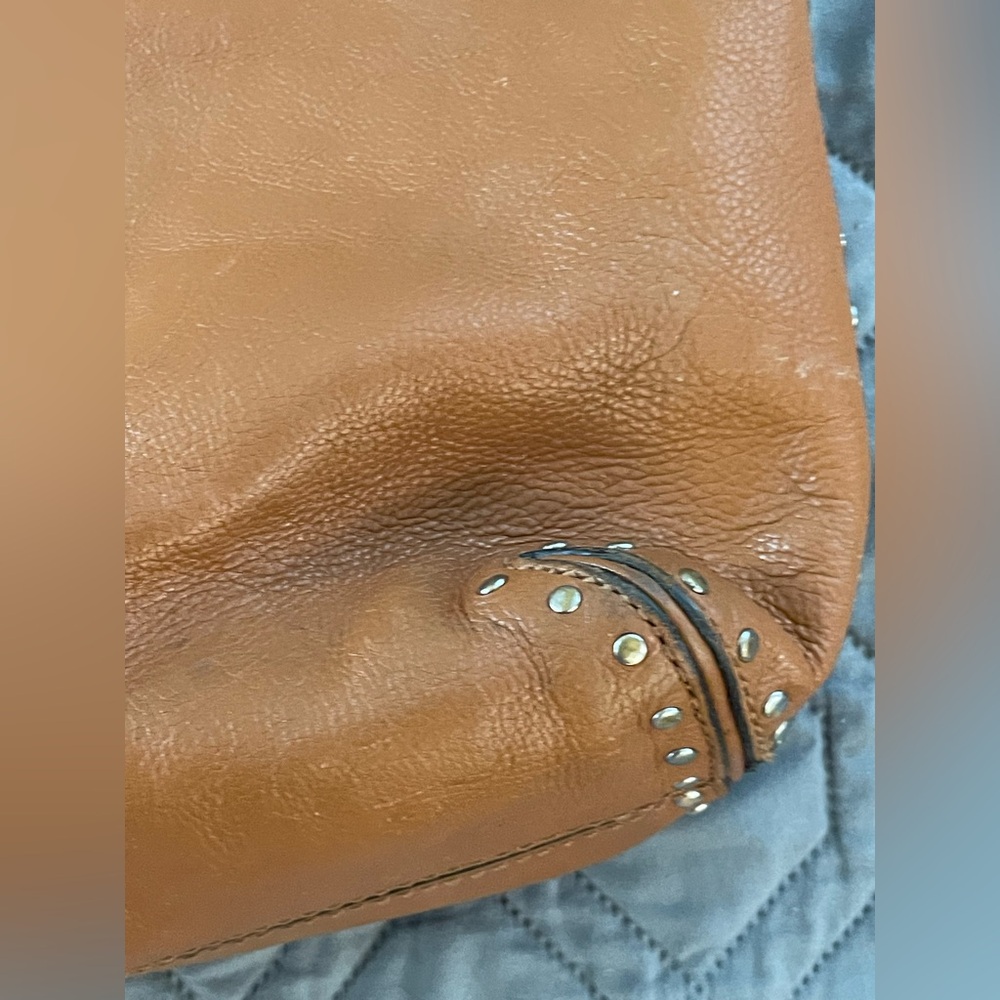 Y2K Michael Kors Cognac Leather Hobo | Studded Boho Chic Early 2000s It Girl Bag - Picture 8 of 16